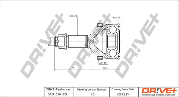 Dr!ve+ DP2110.10.1629 - Шарнирный комплект, ШРУС, приводной вал autospares.lv