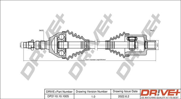 Dr!ve+ DP2110.10.1005 - Приводной вал autospares.lv