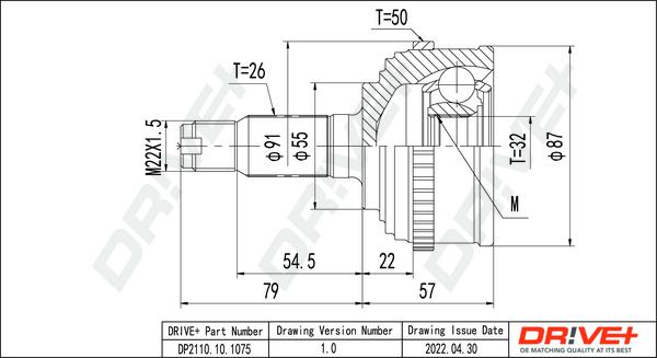 Dr!ve+ DP2110.10.1075 - Шарнирный комплект, ШРУС, приводной вал autospares.lv