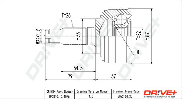 Dr!ve+ DP2110.10.1076 - Шарнирный комплект, ШРУС, приводной вал autospares.lv