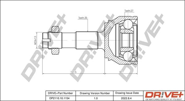 Dr!ve+ DP2110.10.1154 - Шарнирный комплект, ШРУС, приводной вал autospares.lv