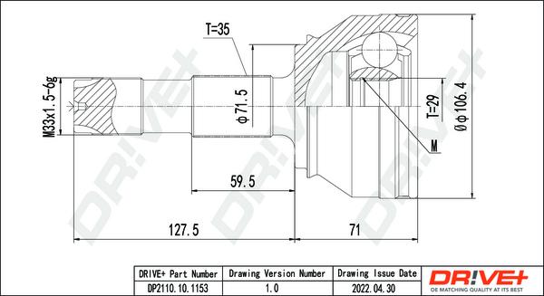 Dr!ve+ DP2110.10.1153 - Шарнирный комплект, ШРУС, приводной вал autospares.lv