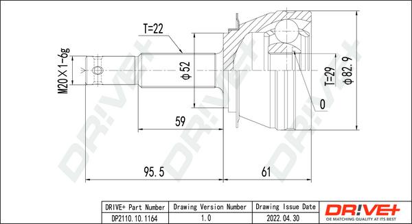 Dr!ve+ DP2110.10.1164 - Шарнирный комплект, ШРУС, приводной вал autospares.lv