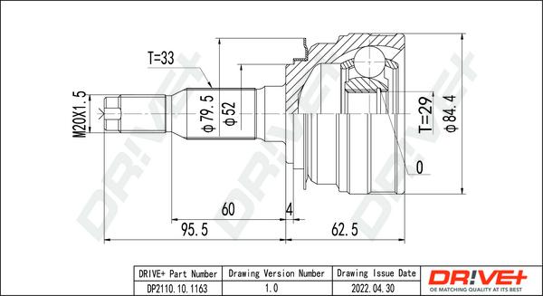 Dr!ve+ DP2110.10.1163 - Шарнирный комплект, ШРУС, приводной вал autospares.lv