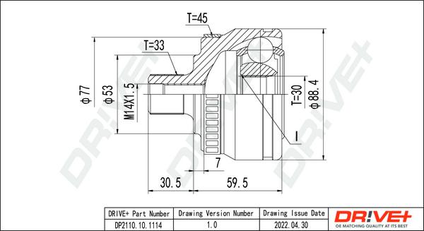 Dr!ve+ DP2110.10.1114 - Шарнирный комплект, ШРУС, приводной вал autospares.lv