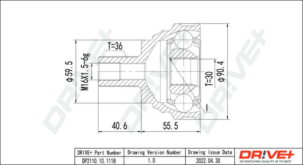 Dr!ve+ DP2110.10.1118 - Шарнирный комплект, ШРУС, приводной вал autospares.lv