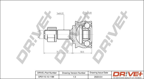 Dr!ve+ DP2110.10.1189 - Шарнирный комплект, ШРУС, приводной вал autospares.lv