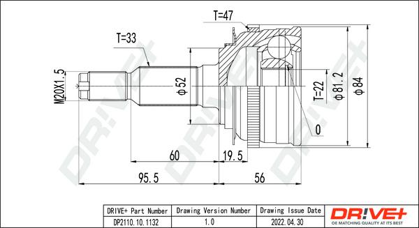 Dr!ve+ DP2110.10.1132 - Шарнирный комплект, ШРУС, приводной вал autospares.lv