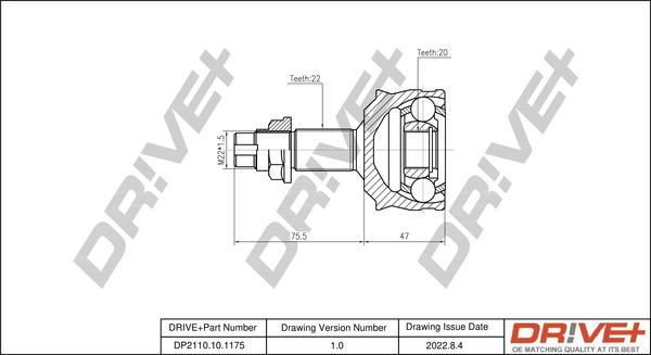 Dr!ve+ DP2110.10.1175 - Шарнирный комплект, ШРУС, приводной вал autospares.lv