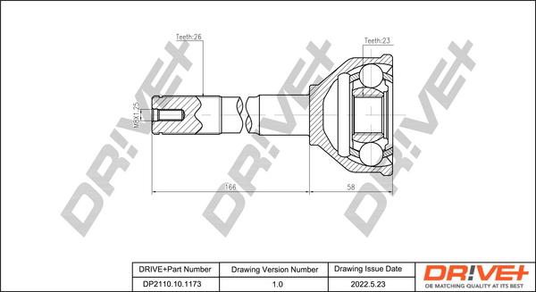 Dr!ve+ DP2110.10.1173 - Шарнирный комплект, ШРУС, приводной вал autospares.lv