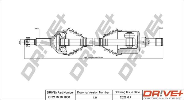 Dr!ve+ DP2110.10.1830 - Приводной вал autospares.lv