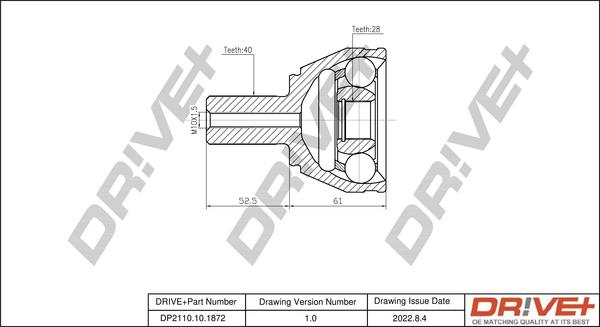 Dr!ve+ DP2110.10.1872 - Шарнирный комплект, ШРУС, приводной вал autospares.lv