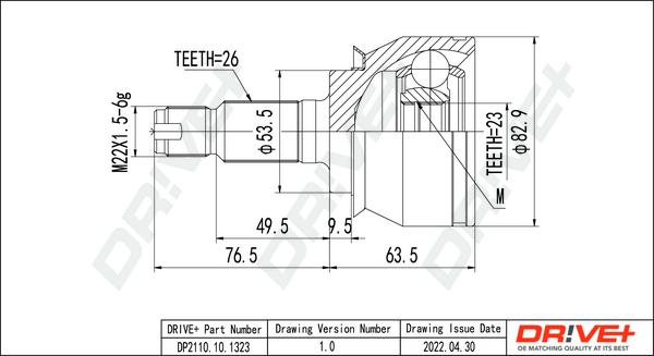 Dr!ve+ DP2110.10.1323 - Шарнирный комплект, ШРУС, приводной вал autospares.lv