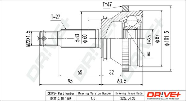 Dr!ve+ DP2110.10.1269 - Шарнирный комплект, ШРУС, приводной вал autospares.lv