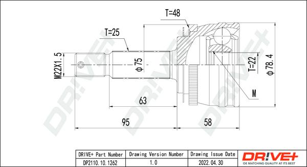 Dr!ve+ DP2110.10.1262 - Шарнирный комплект, ШРУС, приводной вал autospares.lv