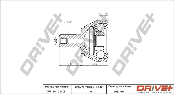 Dr!ve+ DP2110.10.1209 - Шарнирный комплект, ШРУС, приводной вал autospares.lv