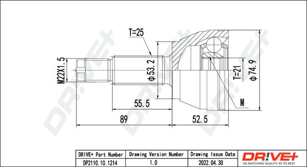 Dr!ve+ DP2110.10.1214 - Шарнирный комплект, ШРУС, приводной вал autospares.lv