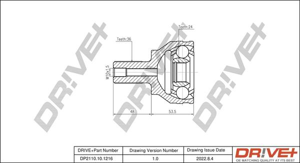 Dr!ve+ DP2110.10.1216 - Шарнирный комплект, ШРУС, приводной вал autospares.lv