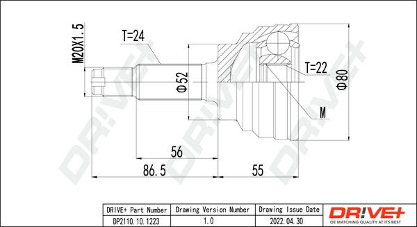 Dr!ve+ DP2110.10.1223 - Шарнирный комплект, ШРУС, приводной вал autospares.lv