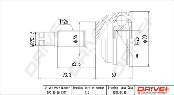 Dr!ve+ DP2110.10.1227 - Шарнирный комплект, ШРУС, приводной вал autospares.lv