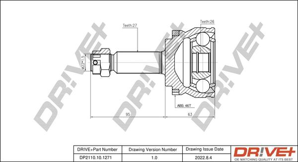 Dr!ve+ DP2110.10.1271 - Шарнирный комплект, ШРУС, приводной вал autospares.lv