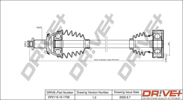 Dr!ve+ DP2110.10.1758 - Приводной вал autospares.lv