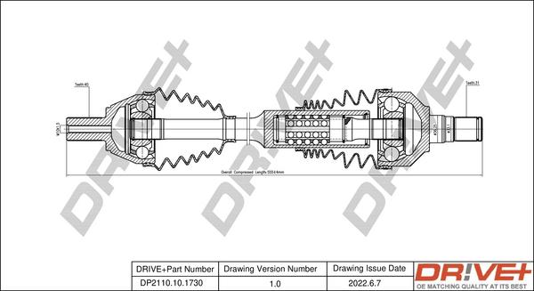 Dr!ve+ DP2110.10.1730 - Приводной вал autospares.lv