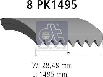 DT Spare Parts 3.34309 - Поликлиновой ремень autospares.lv