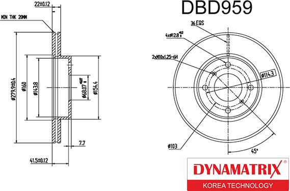 Dynamatrix DBD959 - Тормозной диск autospares.lv