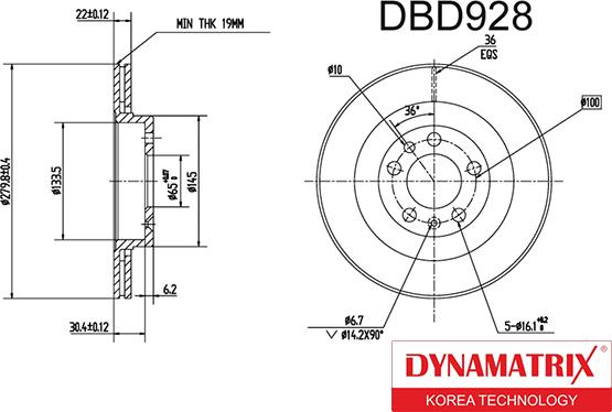 Dynamatrix DBD928 - Тормозной диск autospares.lv