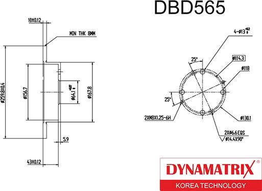 Dynamatrix DBD565 - Тормозной диск autospares.lv