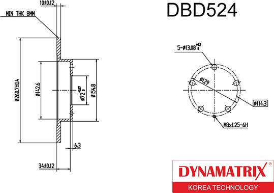 Dynamatrix DBD524 - Тормозной диск autospares.lv