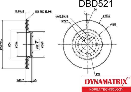 Dynamatrix DBD521 - Тормозной диск autospares.lv
