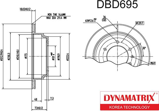 Dynamatrix DBD695 - Тормозной диск autospares.lv