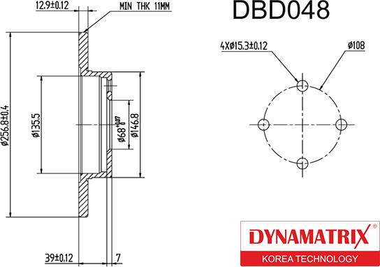 Dynamatrix DBD048 - Тормозной диск autospares.lv