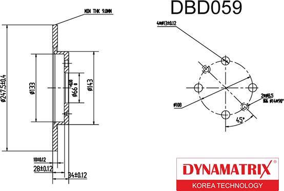 Dynamatrix DBD059 - Тормозной диск autospares.lv