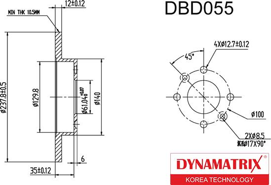 Dynamatrix DBD055 - Тормозной диск autospares.lv