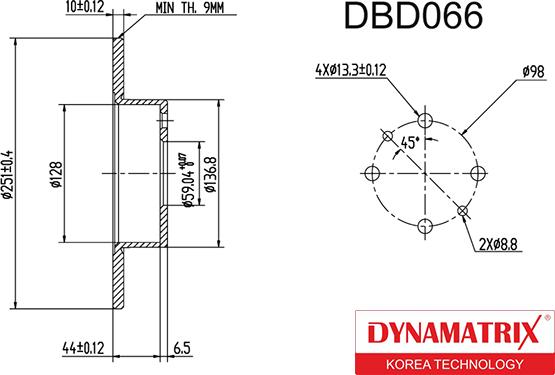 Dynamatrix DBD066 - Тормозной диск autospares.lv