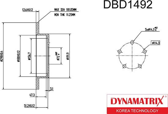 Dynamatrix DBD1492 - Тормозной диск autospares.lv