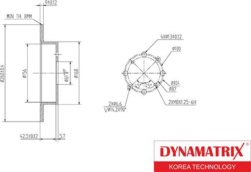 Dynamatrix DBD1466 - Тормозной диск autospares.lv