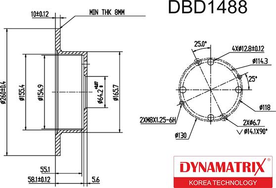 Dynamatrix DBD1488 - Тормозной диск autospares.lv