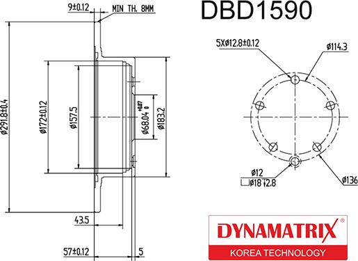 Dynamatrix DBD1590 - Тормозной диск autospares.lv