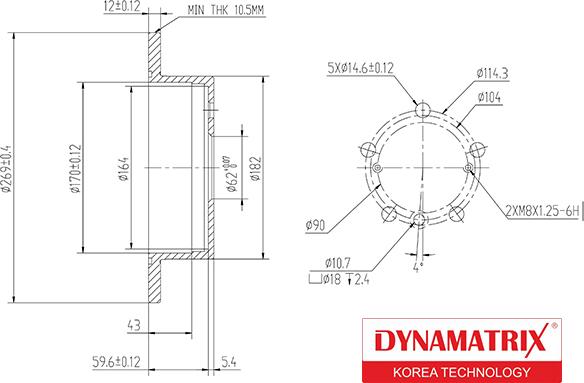 Dynamatrix DBD1598 - Тормозной диск autospares.lv