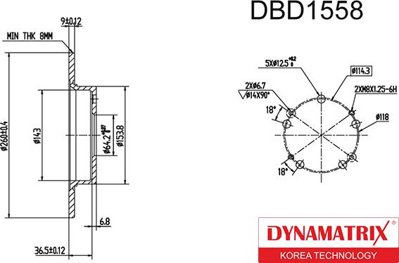Dynamatrix DBD1558 - Тормозной диск autospares.lv