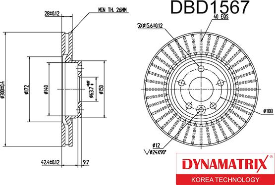 Dynamatrix DBD1567 - Тормозной диск autospares.lv