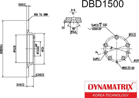 Dynamatrix DBD1500 - Тормозной диск autospares.lv