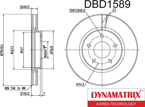 Dynamatrix DBD1589 - Тормозной диск autospares.lv