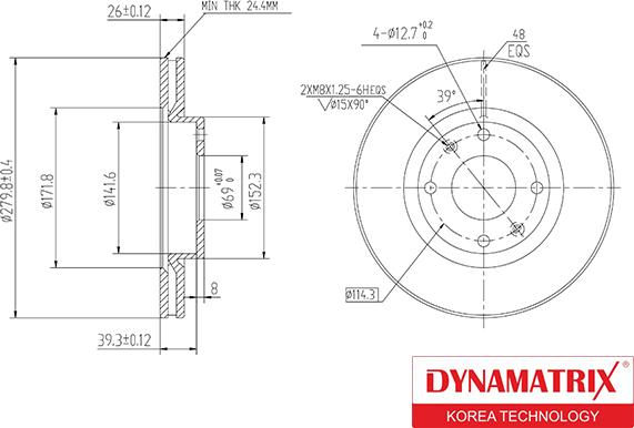 Dynamatrix DBD1522 - Тормозной диск autospares.lv