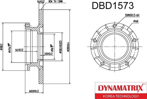 Dynamatrix DBD1573 - Тормозной диск autospares.lv