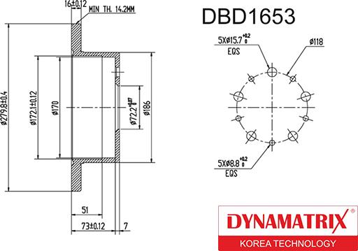 Dynamatrix DBD1653 - Тормозной диск autospares.lv